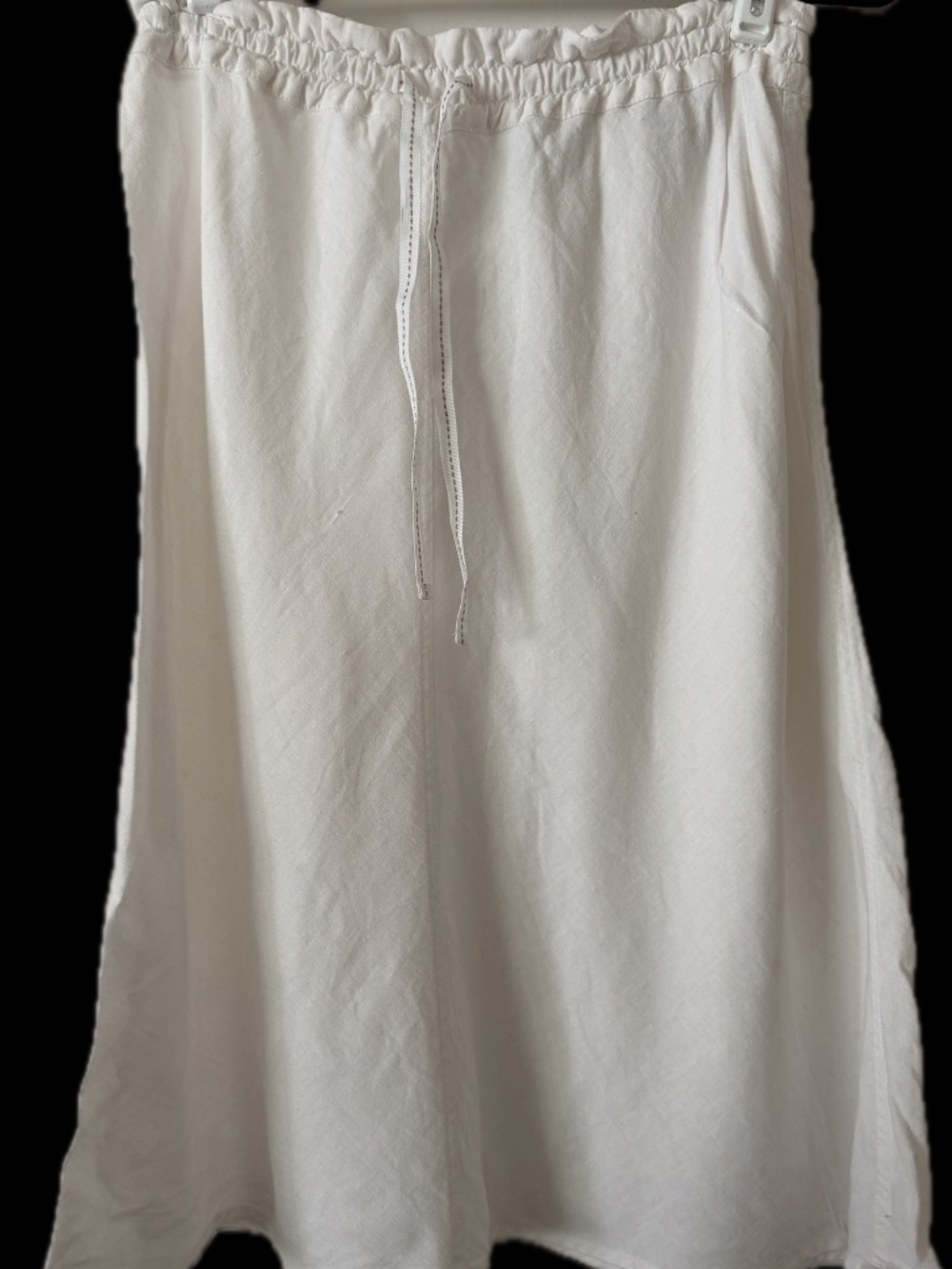 White Drawstring A-Line Midi Skirt – Below Knee Length - Picture 3 of 3